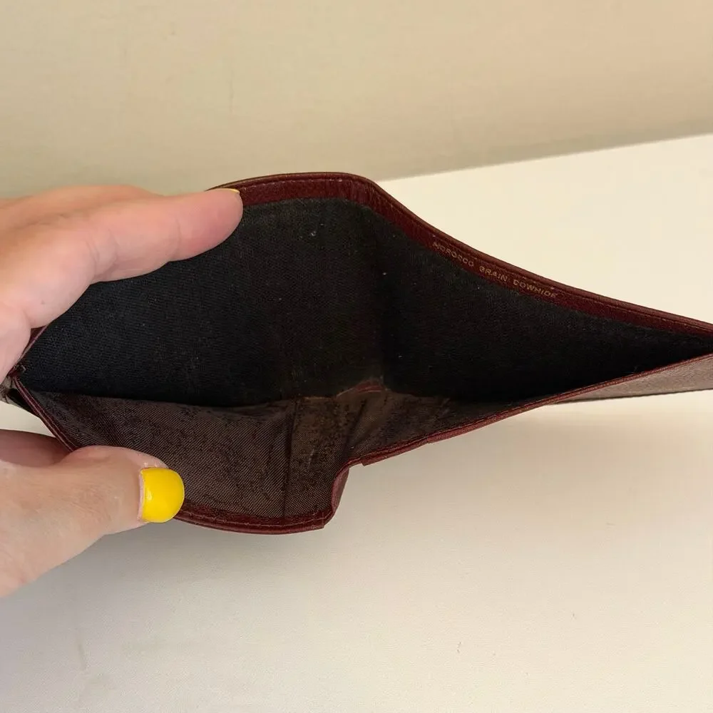 Pierre Cardin Bifold Wallet OS Dark Red Cowhide Leather Vintage Classic Luxury